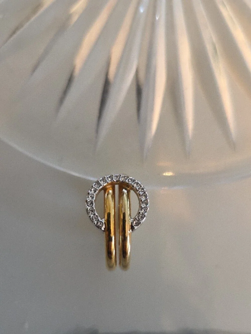 Gold and Silver Knot Ring with Crystal Accents - Women Jewelry